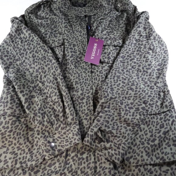Vigoss Leopard Print Anorak Utility Cargo Outfitted Women L Olive Jacket NWT - Picture 2 of 12